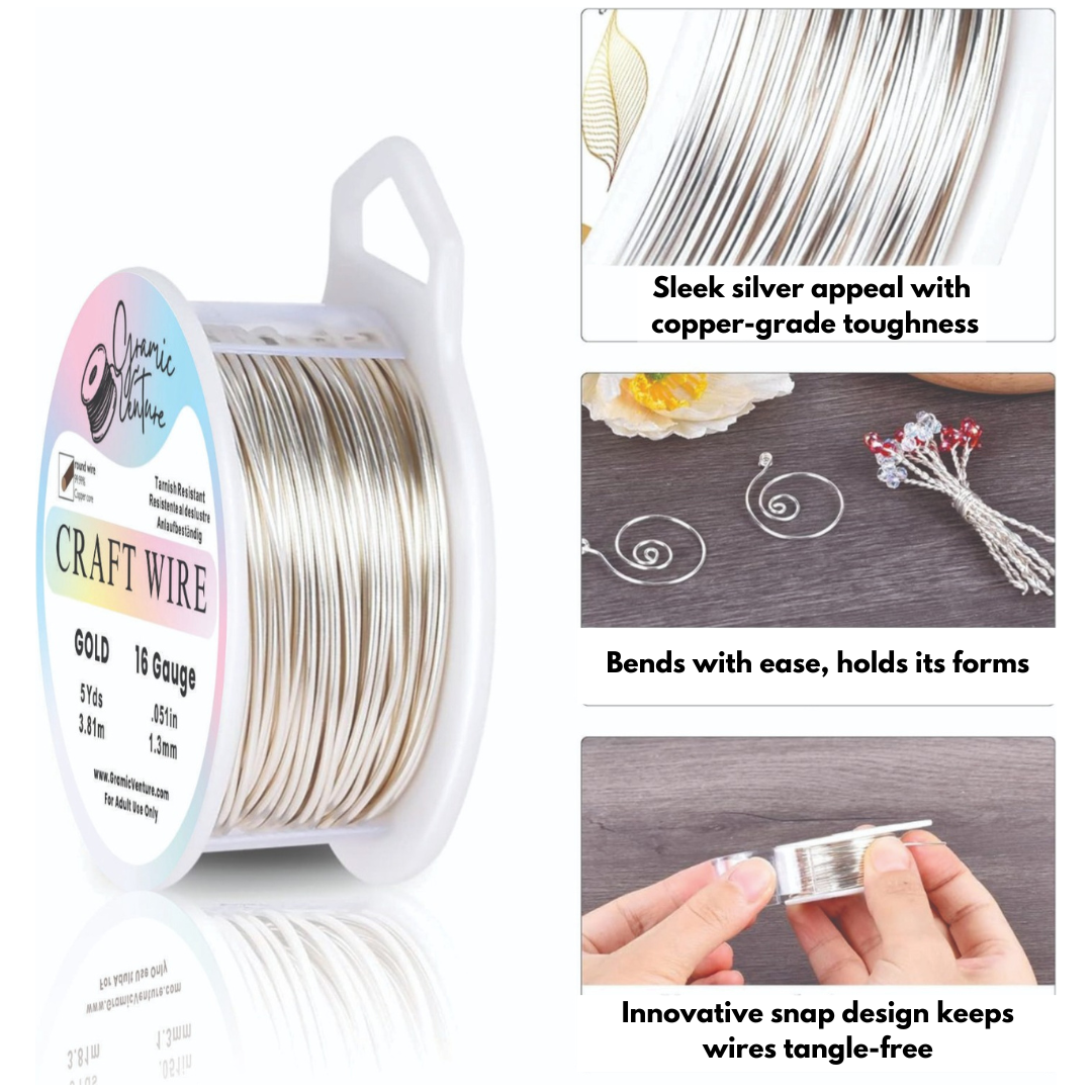 Silver-Plated Copper Wire –  Silver 20 Gauge, 10m Roll – Tarnish Resistant