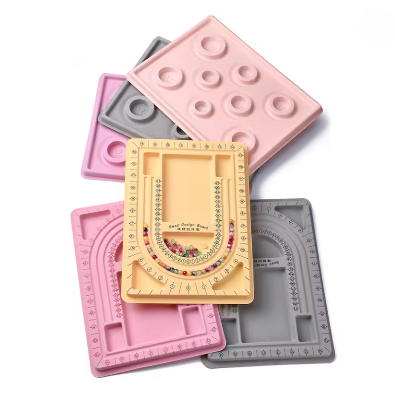 2-Piece Beading Board Set – Necklace & Bracelet Design Trays in Pink & Yellow