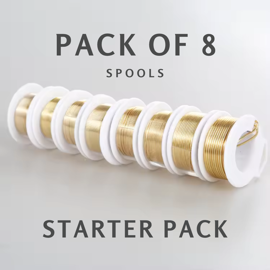 Starter Pack β 8 Spools Jewelry Wire Set (16β30 Gauge) | Non-Tarnish | Gold, Silver & Rose Gold
