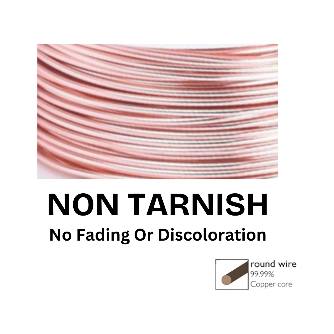 Silver-Plated Copper Wire –  Rose Gold 20 Gauge, 10m Roll – Tarnish Resistant