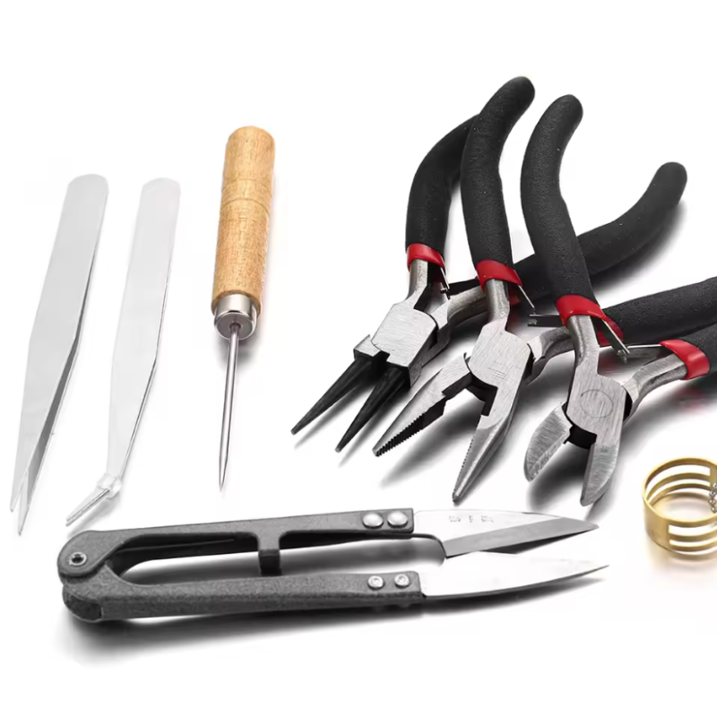 8-Piece Jewelry Making Tool Kit with Pliers, Scissors, Tweezers & Awl – All-in-One DIY Set