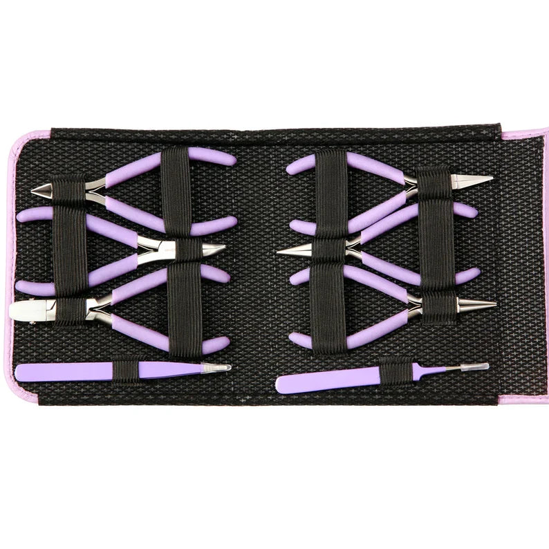 8-Piece Fashion Color Jewelry Pliers Set with Carrying Pouch – Color-Coordinated Beading Tools