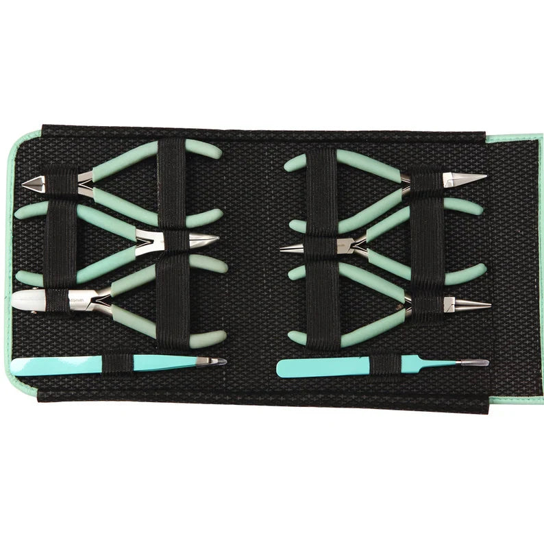 8-Piece Fashion Color Jewelry Pliers Set with Carrying Pouch – Color-Coordinated Beading Tools