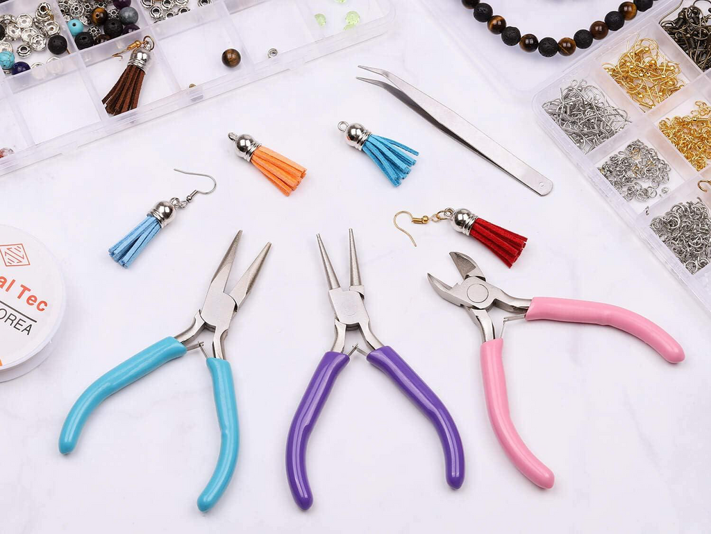 3-Piece Jewelry Pliers Set – Round Nose, Chain Nose & Diagonal Cutter for Beading & Wire Work