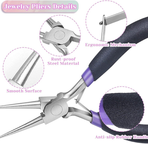 3‑Piece Jewelry Pliers Set – Needle Nose, Round Nose & Wire Cutters with Ergonomic Grip