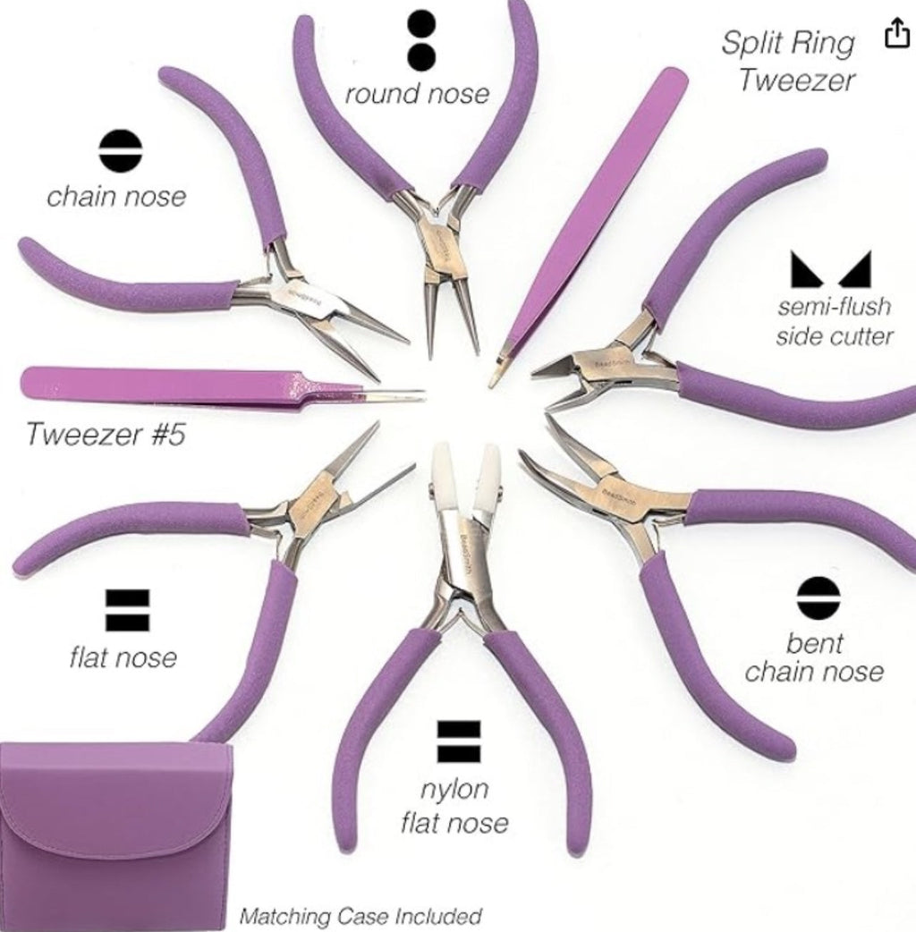8-Piece Fashion Color Jewelry Pliers Set with Carrying Pouch – Color-Coordinated Beading Tools