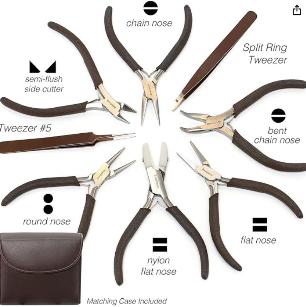 8-Piece Fashion Color Jewelry Pliers Set with Carrying Pouch – Color-Coordinated Beading Tools