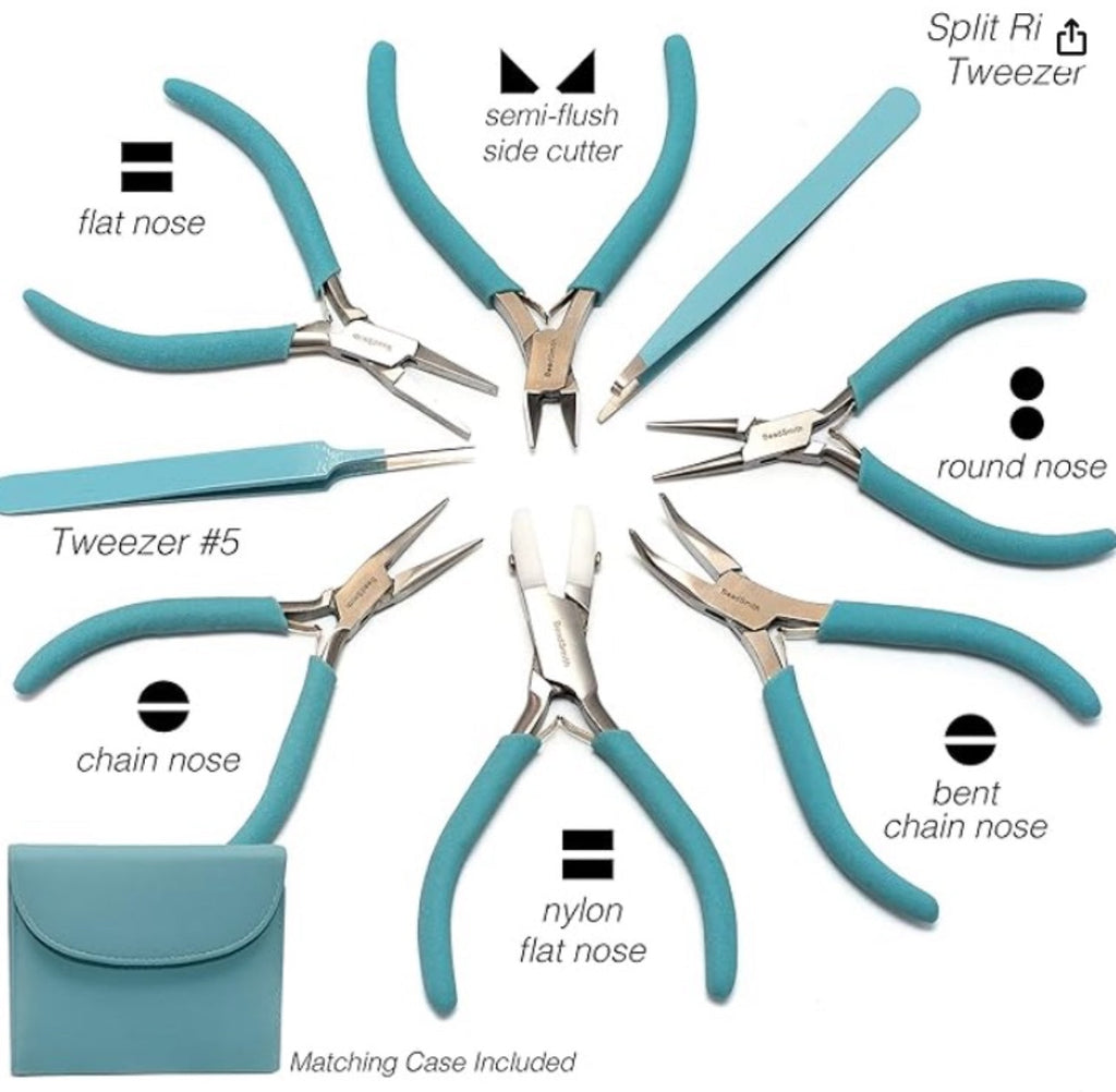 8-Piece Fashion Color Jewelry Pliers Set with Carrying Pouch – Color-Coordinated Beading Tools