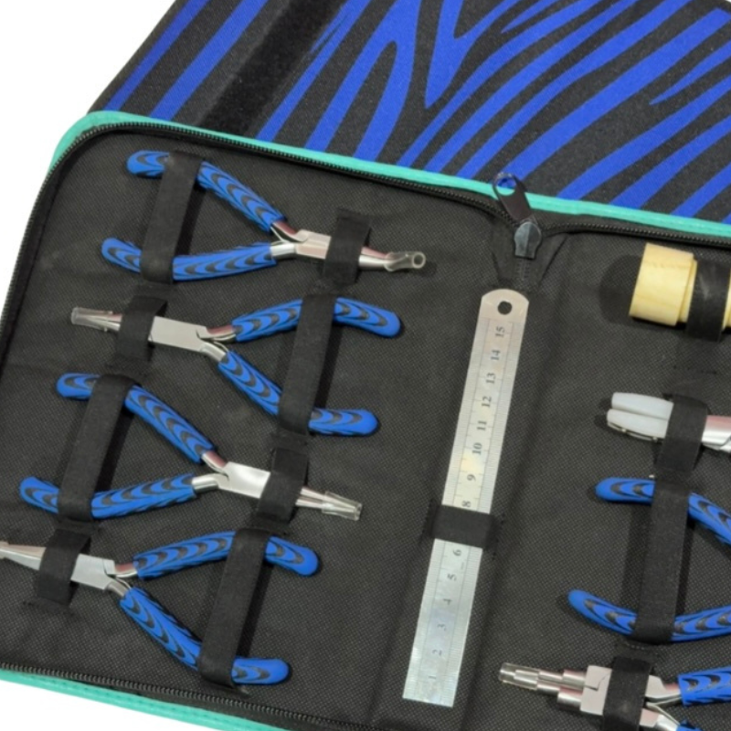 Deluxe 9-Piece Jewelry Pliers Kit with Ring Mandrel & Ruler