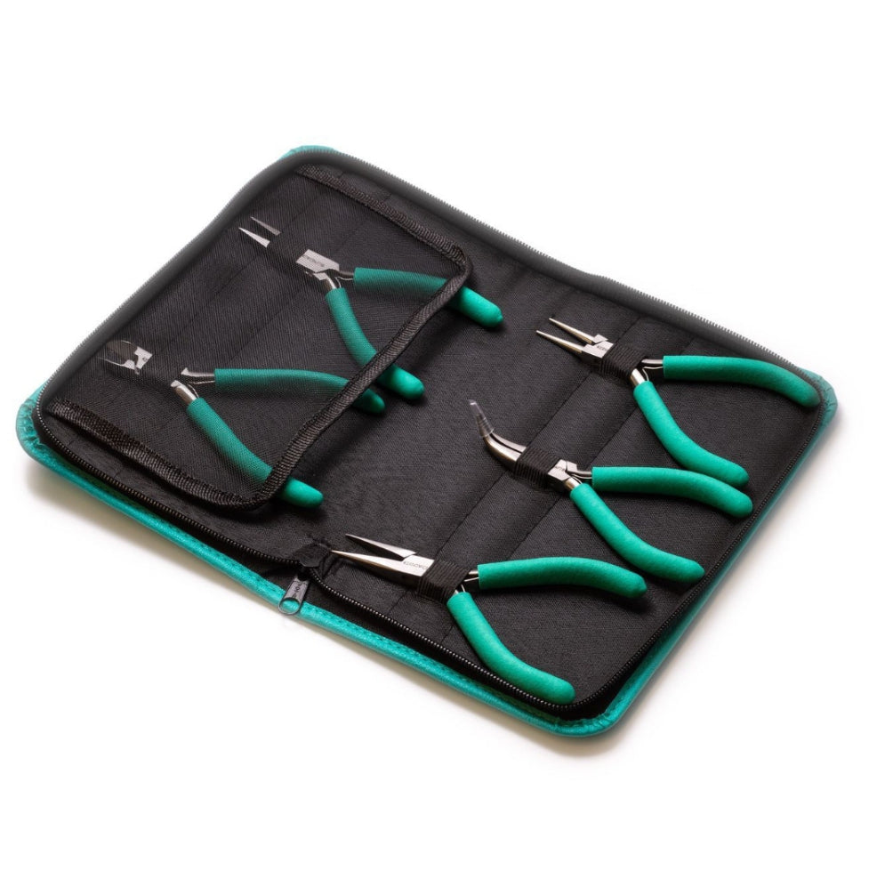 6-Piece Precision Jewelry Pliers Set with Zipper Case – Ergonomic Grip Tools