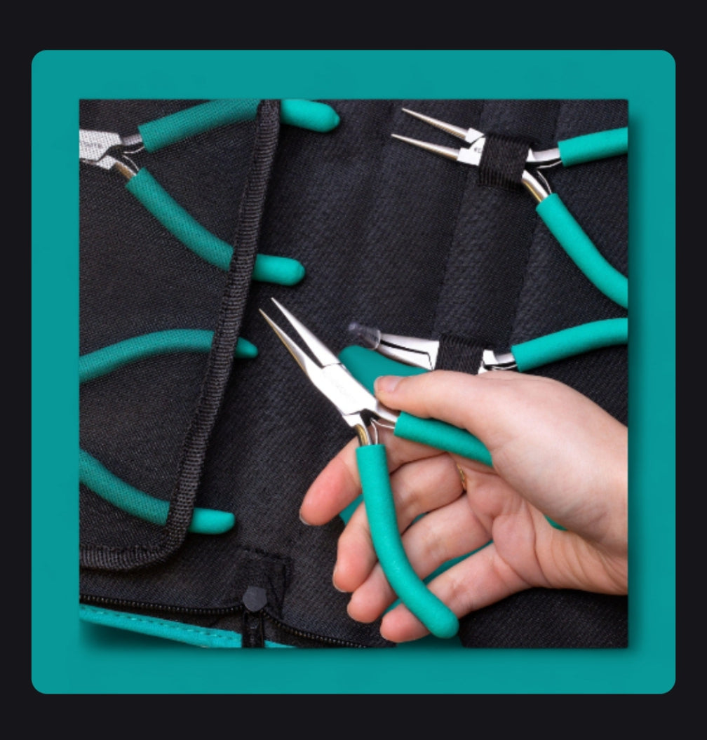 6-Piece Precision Jewelry Pliers Set with Zipper Case – Ergonomic Grip Tools